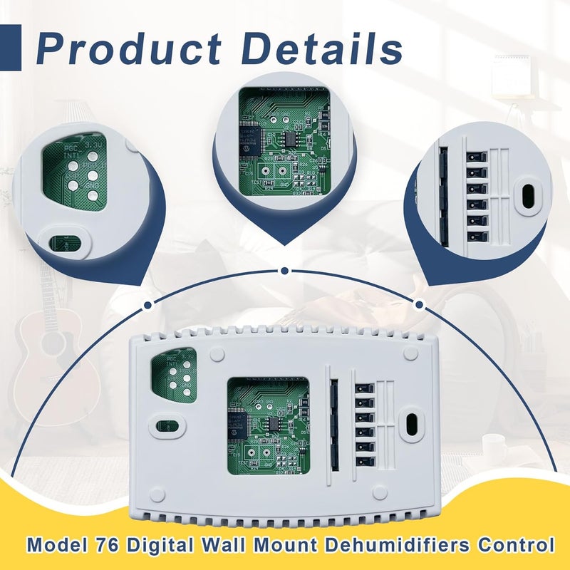 XHEIN 76 Digital Wall-Mount Dehumidifier Control – Compatible with AprilAire 1700/1800/E-Series Whole-Home Dehumidifiers, Direct Replacement for AprilAire 76 - Image 4